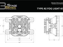 SS3 LED Fog Light Kit for 2010-2018 Ford Transit Connect Yellow SAE Fog Pro w/ Backlight Diode Dynamics