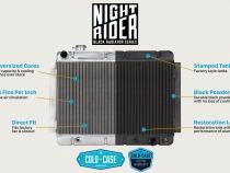 67-70 Mustang Big Block 24 Inch Manual Aluminum Performance Radiator Black Night Rider Series Cold Case Radiators