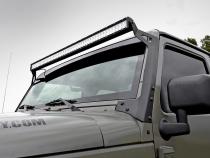 LED Light Windshield Mnt 50 Inch Black Dual Row White DRL Jeep Wrangler JK (07-18) Rough Country