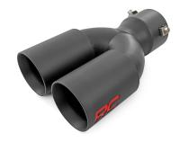 Exhaust Tip Black Red RC Logo 2.5-3 Inch Pipe Single Inlet Dual Outlet Rough Country