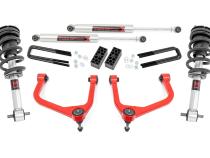 3.5 Inch Lift Kit M1 Struts/M1 Red Chevy Silverado 1500 2WD/4WD (2019-2024) Rough Country