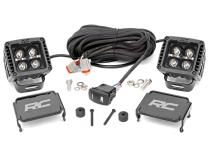 Jeep 2 Inch LED Cube Easy-Mount Kit 18-20 Wrangler JL 20-Up Gladiator-Black Series w/Amber DRL  Rough Country