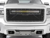 Sierra Mesh Grille 30 Inch Dual Row Black Series LED w/Cool White DRL 14-15 Sierra 1500 Rough Country