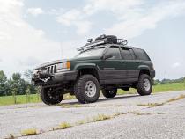 Jeep 50 Inch Curved LED Light Bar Upper Windshield Mounts 93-98 ZJ Grand Cherokee Rough Country