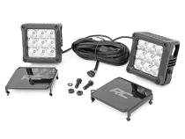 4 Inch Square Cree LED Lights Pair Chrome Series w/Cool White DRL Rough Country