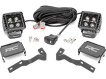 LED Light Kit Ditch Mount 2 Inch Black Pair White DRL  Toyota Tacoma (05-15) Rough Country
