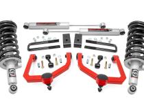 3 Inch Lift Kit N3 Struts &amp;amp; Shocks Red Nissan Titan 4WD (2017-2024) Rough Country
